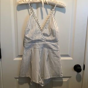 Glamorous white/black striped romper